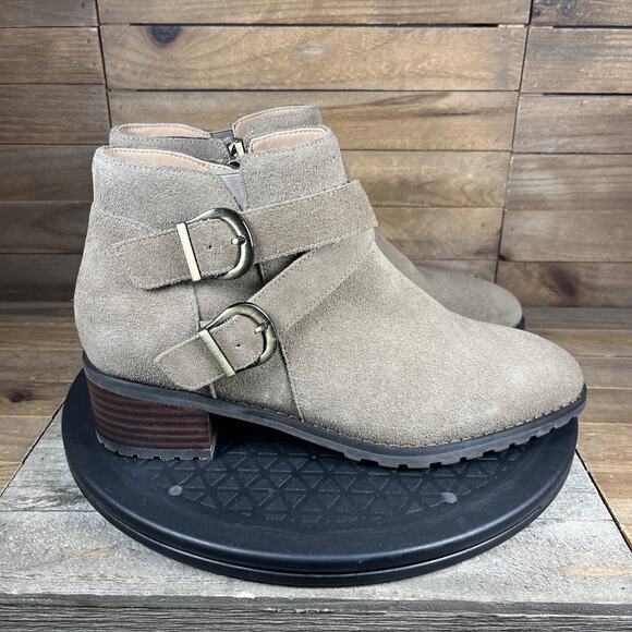 Blondo Womens Sz 8 Stacy Buckle Waterproof Suede Ankle Buckle Bootie/Side Zip - Picture 1 of 10